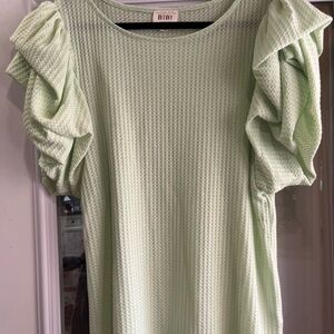 BiBi Mint Ruffle Sleeve Blouse